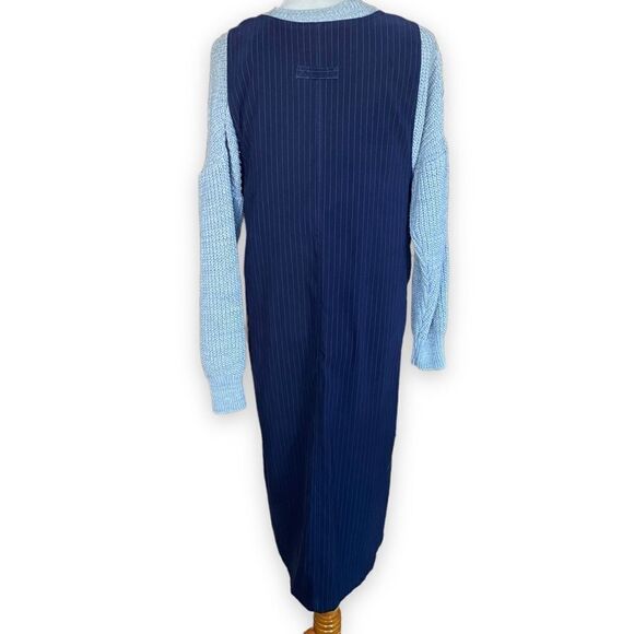 Vintage Pinafore Modest Erika Studios Navy Blue Sleeveless Maxi Dress - Picture 6 of 8